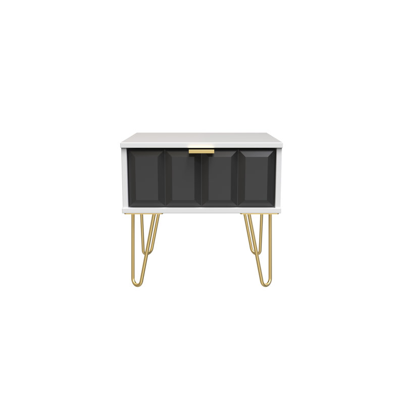 Allem 1 Drawer Bedside Cabinet (Ready Assembled), Graphite/White