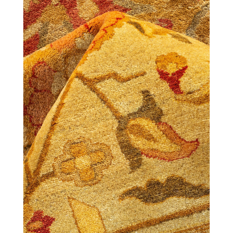 Tapis unique noué à la main Gabrella Mogul - beige, 12 pi 3 po x 15 pi 5 po