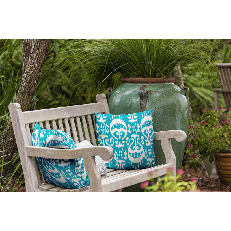 Housse de coussin d'extérieur carré Happy Hippy, H 20 po x l 20 po, Turquoise
