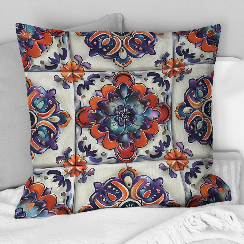 Coussin Boho Chic Tiles - Mauve, H 16 po x l 16 po