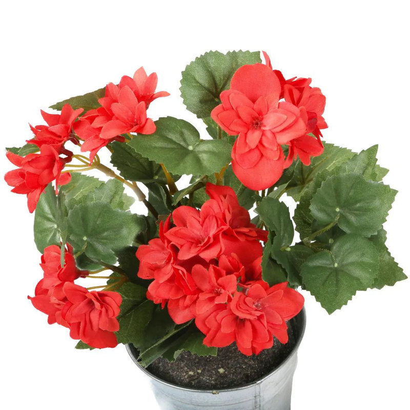 Faux Silk Peony Arrangement in Vase, Red, 10cm H x 10cm W x 10cm D