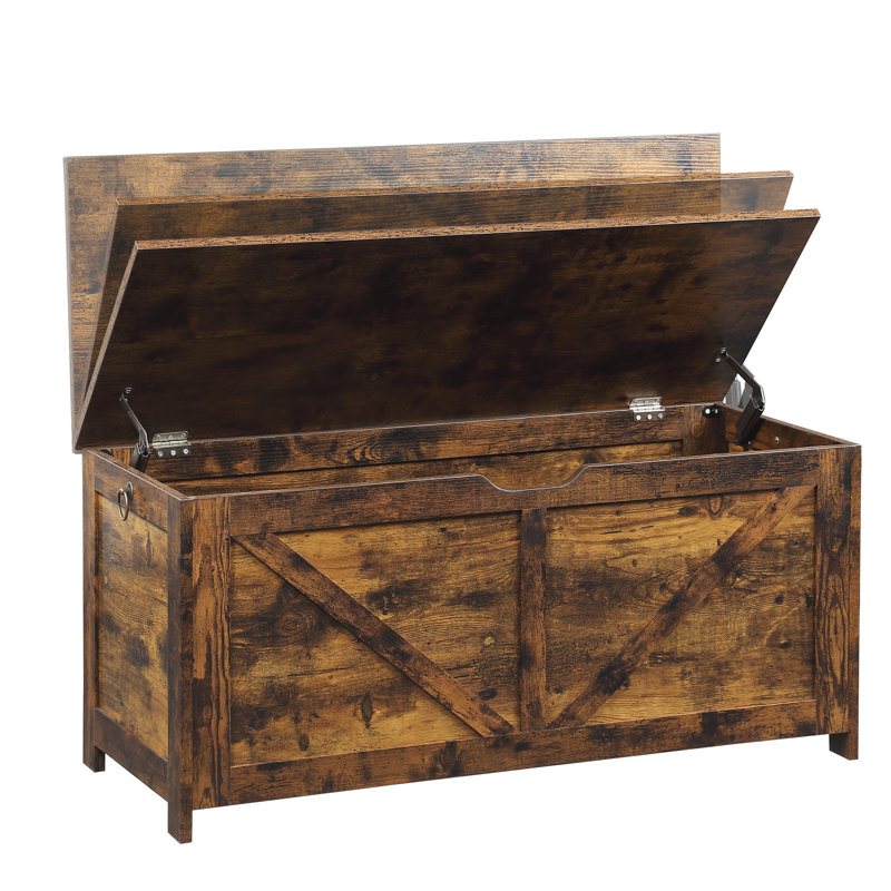 Coffre de rangement rustique brun avec design rétro et 2 charnières pour chambre à coucher L 39,5 po x l 15,7 po x H 17,7 po, capacité de poids de 300 livres Assemblage facile
