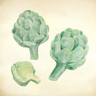 " Three Artichokes " Painting Print