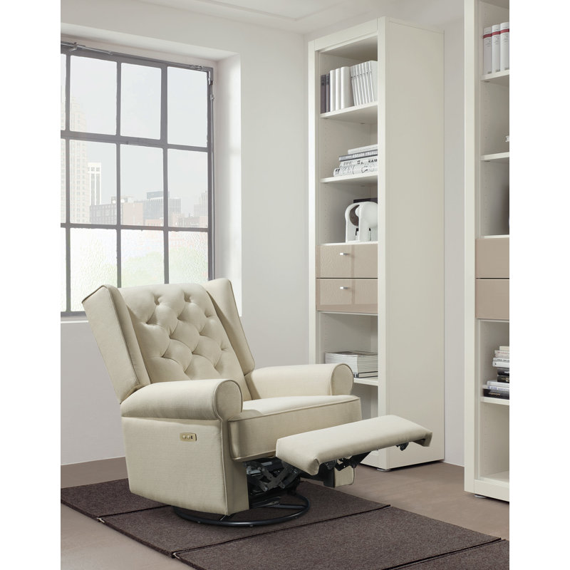 Lelianna Upholstered Swivel Reclining Glider, Brown