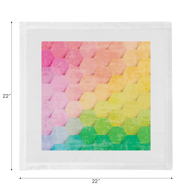 Serviettes de table en satin de coton Hex, Rose, jaune, vert