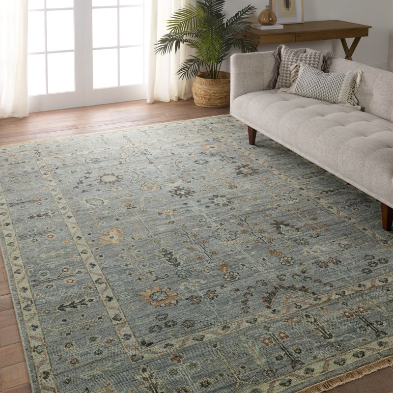 Jaipur Living Nysa RHA11 Handknotted Floral Blue and Green Area Rug (12'x15'), Rectangle 8' x 10'