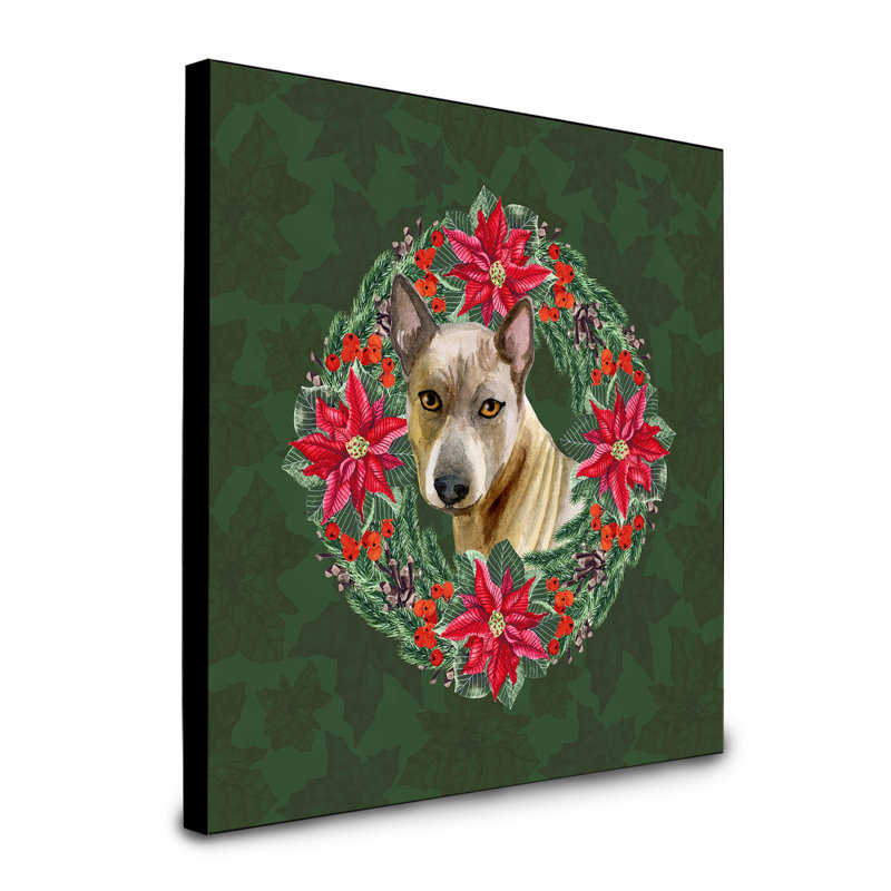 Panneau mural d’art à couronne poinsetta Fabrienne, Chien thaïlandais à crête dorsale