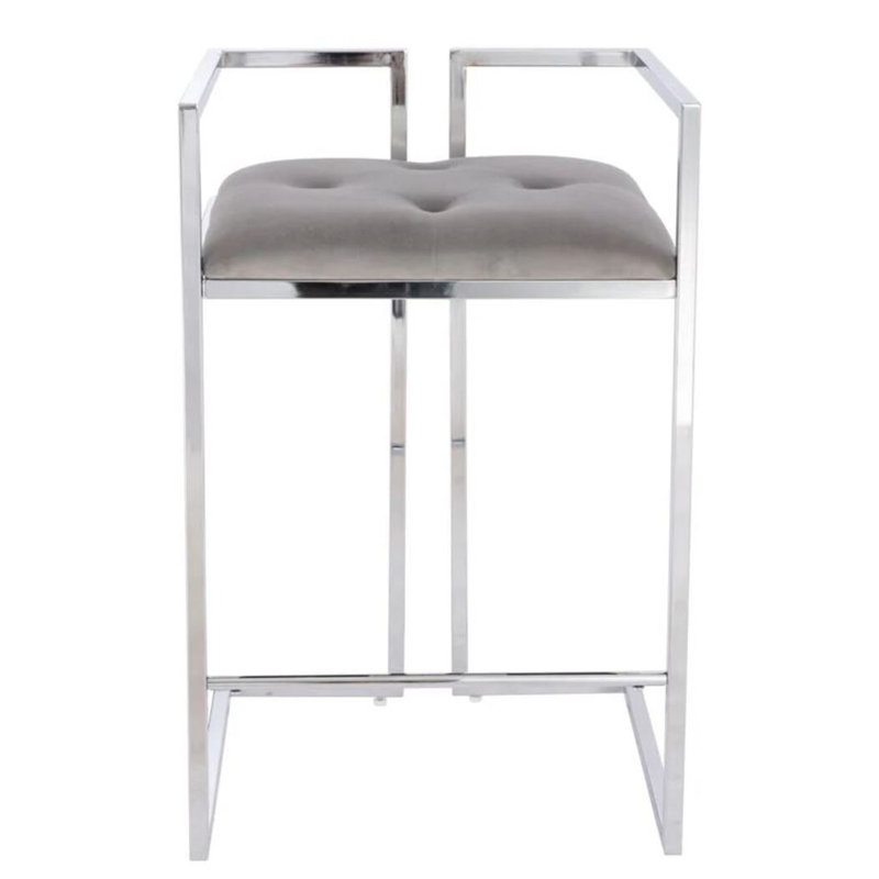 Tabouret Bogota, Argent argent, Gris clair