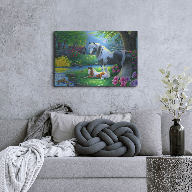«August Morning at The Farm» par Bridget Voth, August Grove, art mural en métal, H 24 po x l 36 po