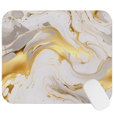 Abstract Golden Strokes IV Modern Gaming Cute Office Laptop Desk Pad Gift Mat Square Rectangle Non-Slip Mousepad