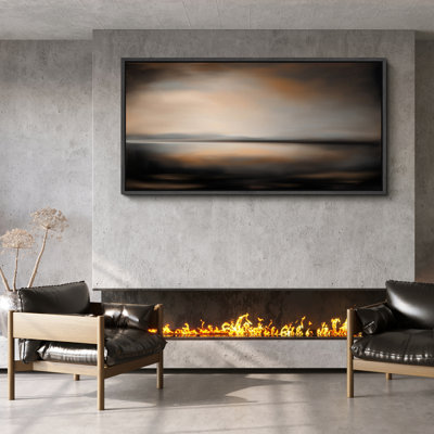 «Relaxing Calm Moody Dark Abstract Landscape», impression sur toile encadrée surdimensionnée