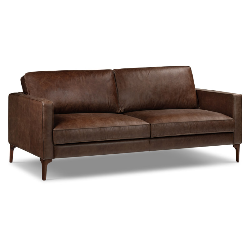 Mateo 82.5'' Full-Grain Genuine Italian Leather Sofa, Chocolate Brown Genuine Leather