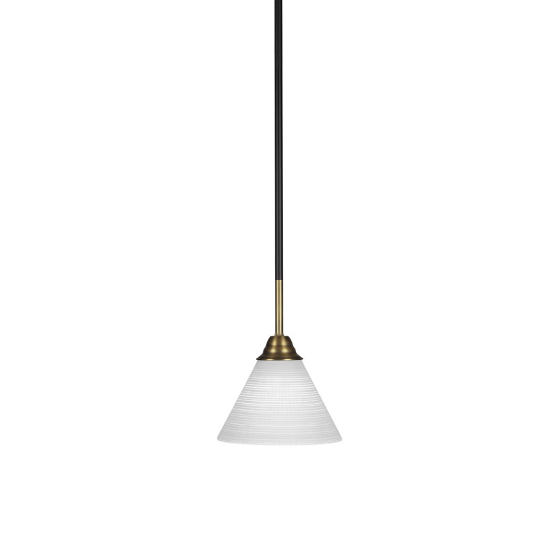 Luminaire suspendu à tige Ayrshire illustré en verre noir mat et laiton, H 9 po x l 16 po x P 16 po, Matrice blanche