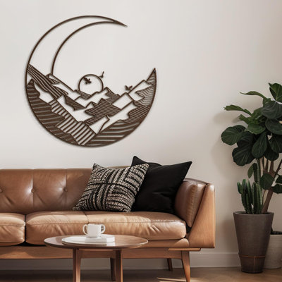 Moon Landscape Minimalist Modern Abstract Wall Accent Sculpture Hanging Decoration Metal Wall Decor
