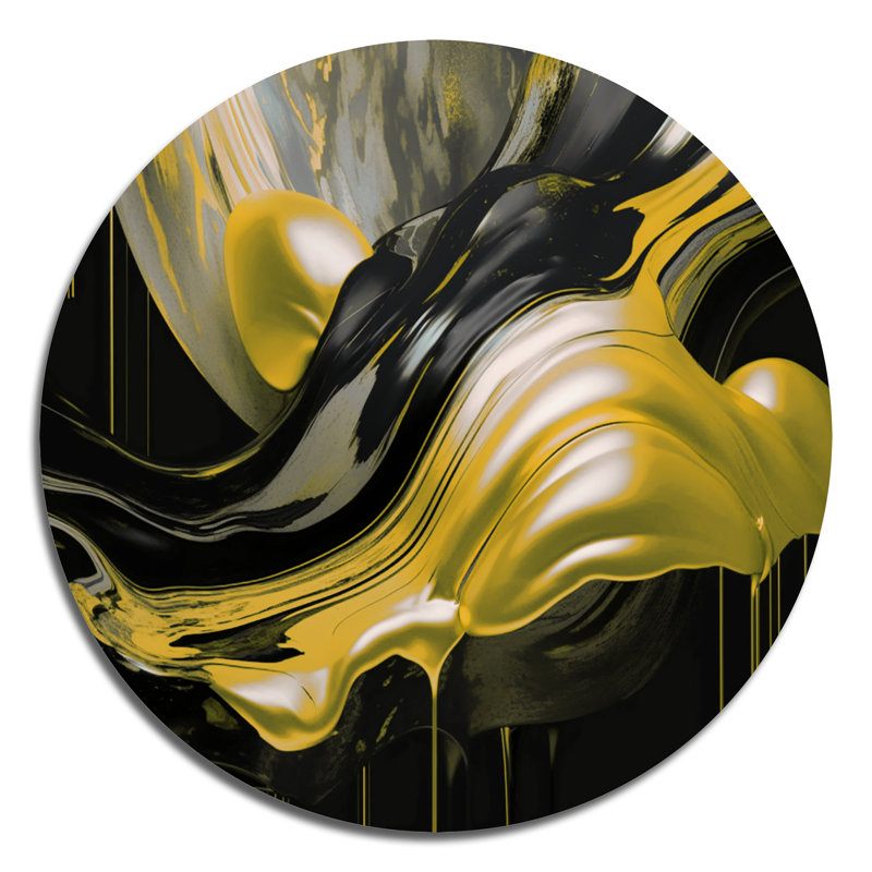 Captivating Marble Ii - Décoration murale abstraite sur métal, L 36 po x H 36 po, Jaune