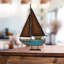Ornements de table de voilier en bois nautique fait à la main décoration de bateau en bois rustique, modèle de bateau à voile décoratif, thème de plage (H 13,43 po)