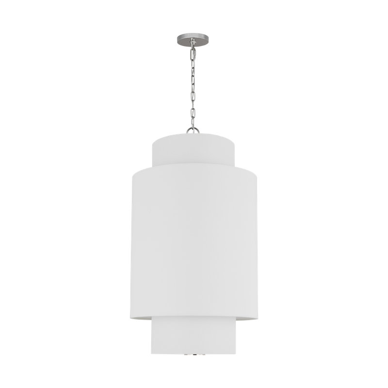 - Light Cylinder Pendant, Polished Nickel, 27.38" H x 15" W x 15" D, 1