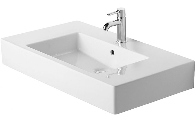 Vero Ceramic Rectangular 33.5" Vessel Bathroom Sink with Overflow