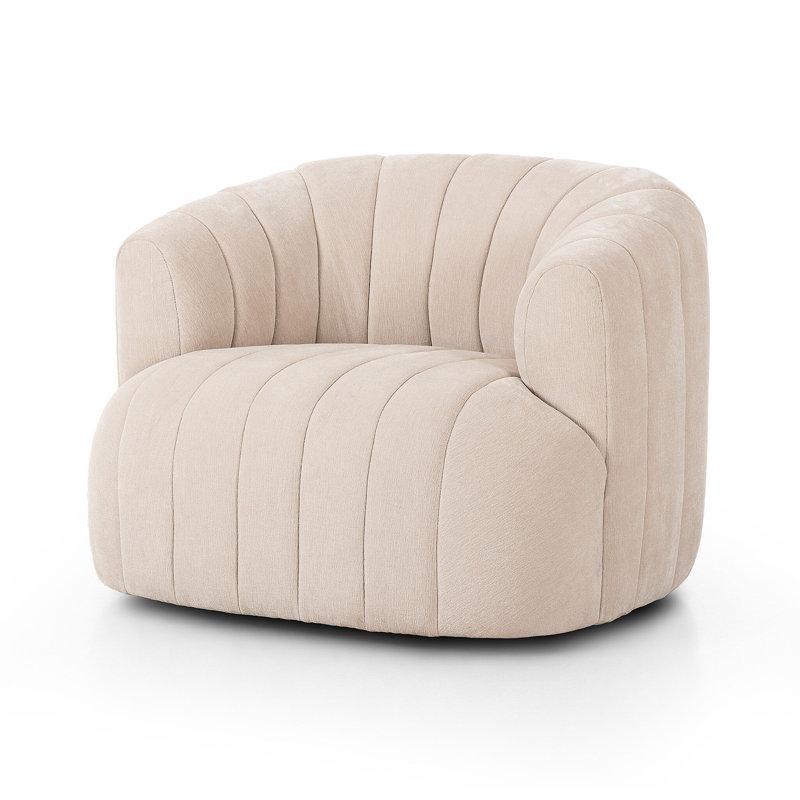 Elliana Swivel Barrel Chair, Blamont Cream Polyester