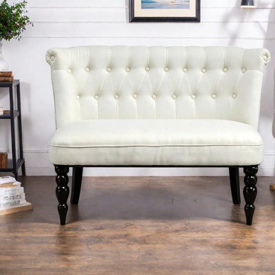 Compact Sofas, Polyester Wood Loveseat, Retro Tufted Seat for Home