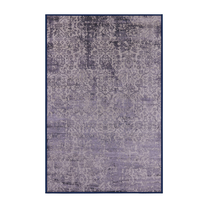 Tapis mauve / gris à motif floral Sharice, Rectangle 7 pi x 9 pi
