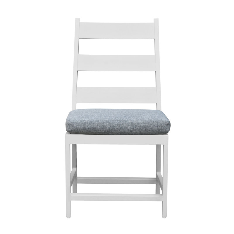 Peryman Outdoor Aluminum Ladder Back Bar Stool, Buff