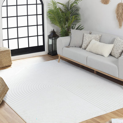Milaim In- & Outdoor Scandi Modern Boho White Area Rug