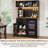  72" Tall Bar Cabinet with Fridge Space, Fluted Coffee Liquor Hutch Cabinet with Storage, Tall Home Bar with LED Light & Power Outlet for Kitchen Dining Room or Living Area-570122174