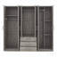 Armoire-penderie 6 portes en bois pour chambre à coucher, avec grands tiroirs, gris