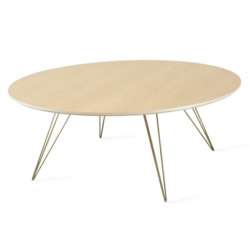 Williams Single Coffee Table, Brassy Gold, 18" H x 23" W x 54" D, Maple