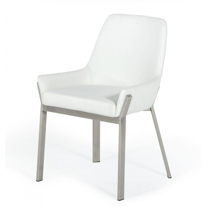 Chaise avec accoudoirs rembourrée Skye, Blanc, Argent