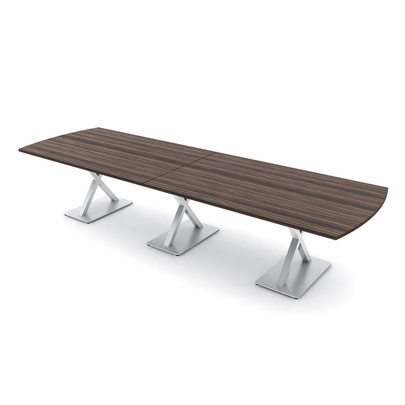 Table de conférence Pavert Arc, H 30 po x l 144 po x P 48 po, Eucalyptus naturel, Argent