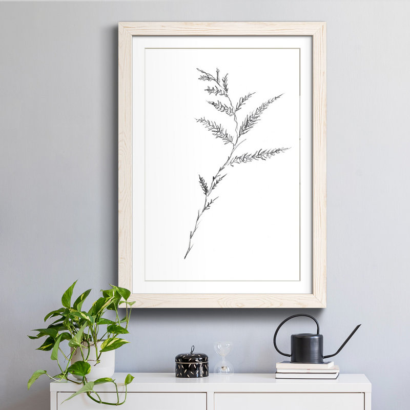 Croquis floral - reproduction de cadre photo sur papier, H 31,5 po x l 23,5 po x P 1,5 po, Papier encadré blanc