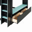 Lit mezzanine avec bureau à hauteur réglable, cadre de lit avec tiroirs, compartiments de rangement et lumières RVB-1288221068