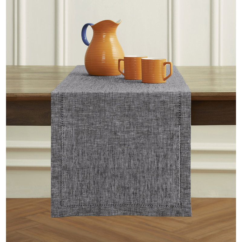 Milan - 100% Pure Linen Table Runner, Chambray Black, 72" x 14"