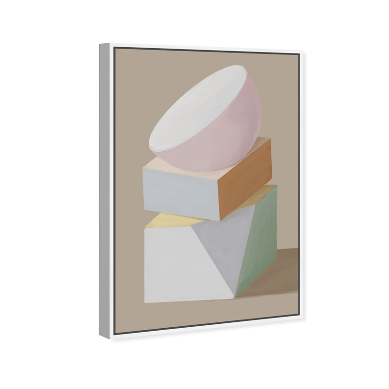 Sculptural Composition II Print by Oliver Gal, 25"H x 37"W, White Floater Frame