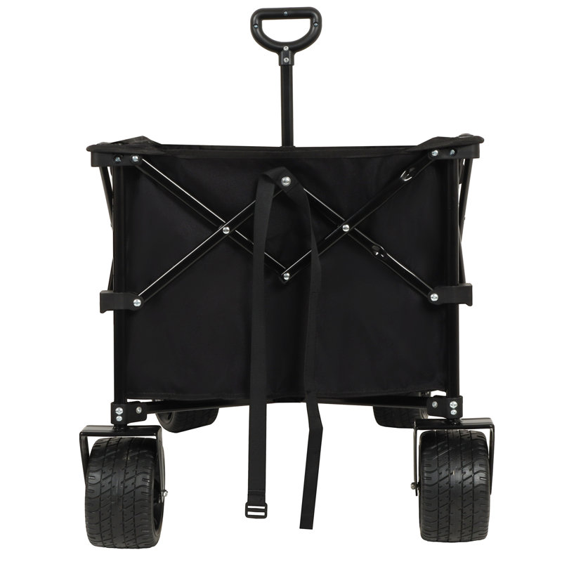 Chariot utilitaire pliable robuste d'une capacité de 360 lb - Roues tout-terrain silencieuses, poignée réglable et porte-gobelets pour le camping, le jardinage, le pique-nique, le sport et le magasinage, noir