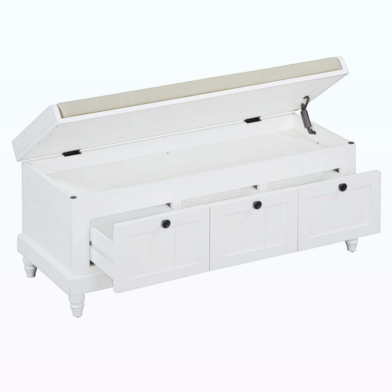 Banc de rangement pour hall d'entrée et salon, Blanc