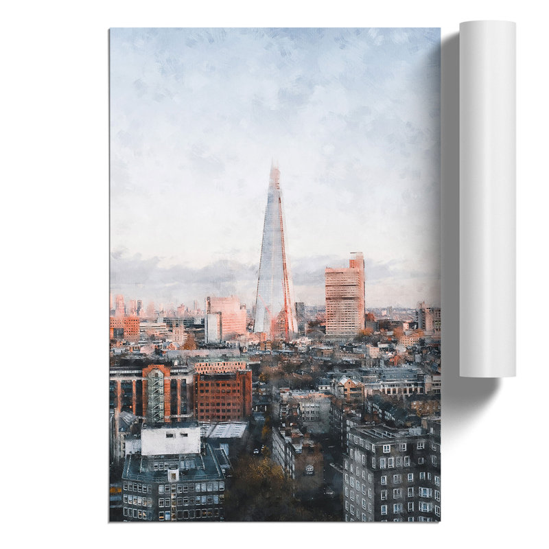 The Shard in London Painting - Frameless Print, 42cm H x 30cm W x 0.1cm D