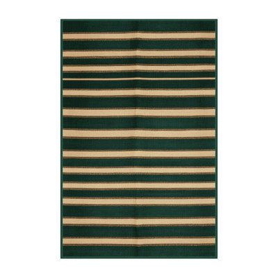  Tapis lavable rayé crème et pin