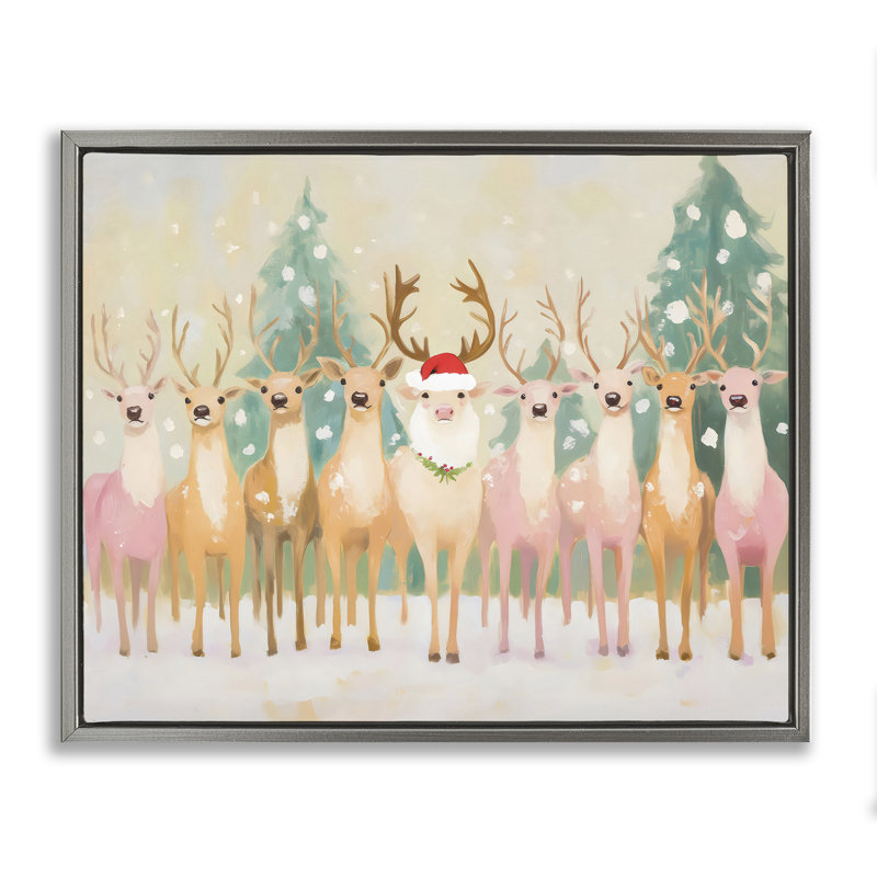Cadre flottant pastel renne, design par Arlington Prints, Cadre flottant gris lustré, H 17 po x l 21 po