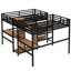 Lit mezzanine simple en métal avec bureau double, rangement et prises de courant, espace de réduction de bruit - Apparence au-dessus d'un lit simple, garde-robe, tablettes, prise électrique pour une recharge pratique, économie