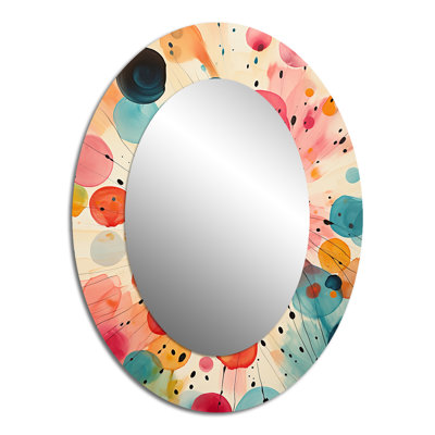 Colorful Mid Century Colorful Contrasts II - Large Oval Wall Mirror On Metal