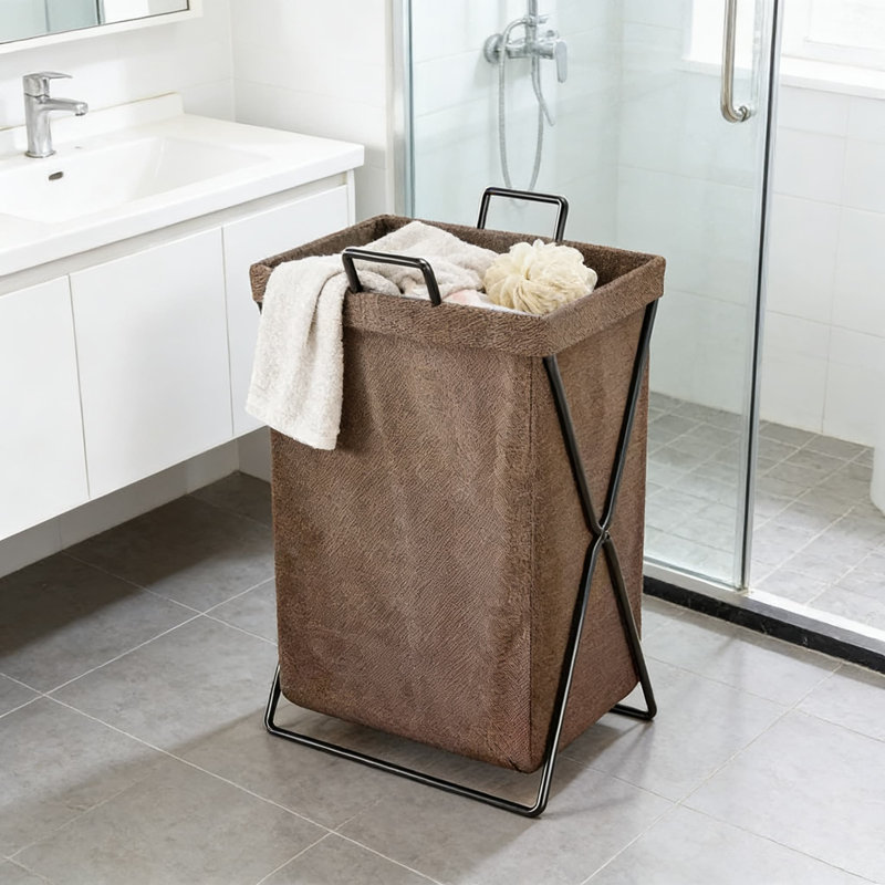 Brown,2Pcs,Foldable Laundry Hamper Basket With Handles, Collapsible Clothes Storage Organizer For Bathroom, Bedroom, And Home Use