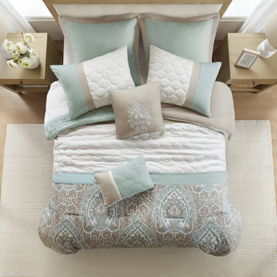 Shawnee 8-Piece Microfiber Damask Comforter Set