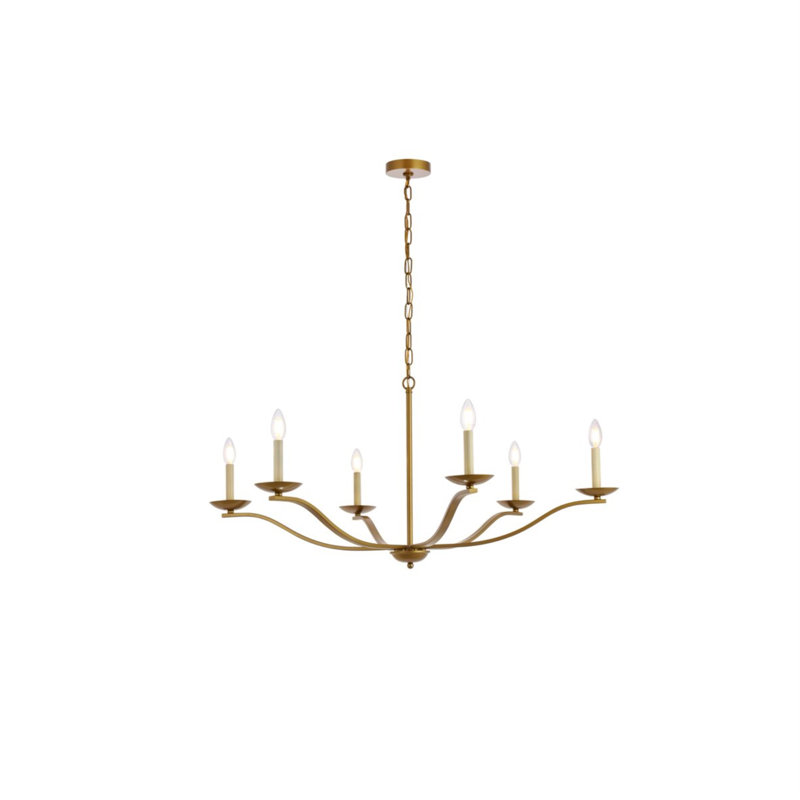 Henton 6 - Light Dimmable Wagon Wheel Chandelier, Brass, 20" H x 42" W x 42" D