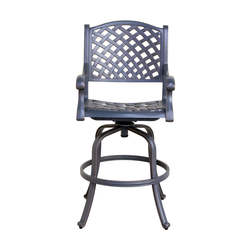 Tabouret de bar 17,55 "avec coussin Jeffcoat, Tissage uni ardoise coulée Sunbrella®, Nuit désertique