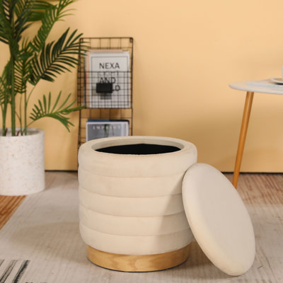 Hartville 42cm Wide Tufted Round Ottoman with Storage