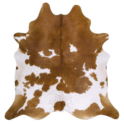 Guyer Brown and White Cowhide Rug – Genuine Leather Area Rug