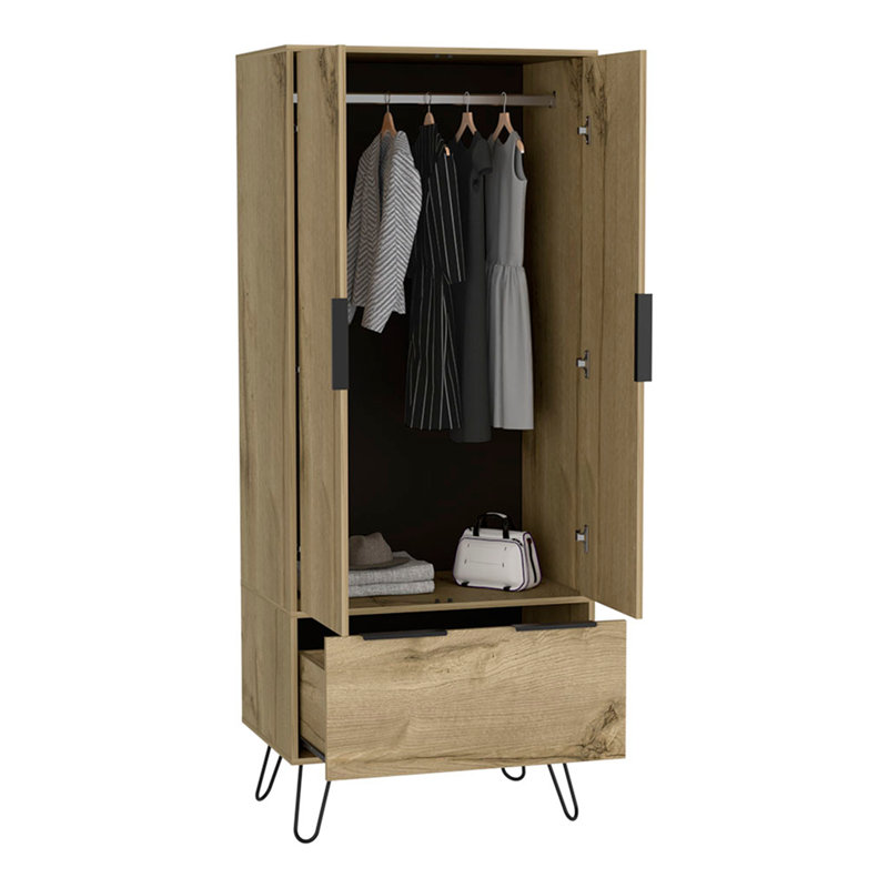 Armoire-penderie, armoire à un tiroir et deux portes